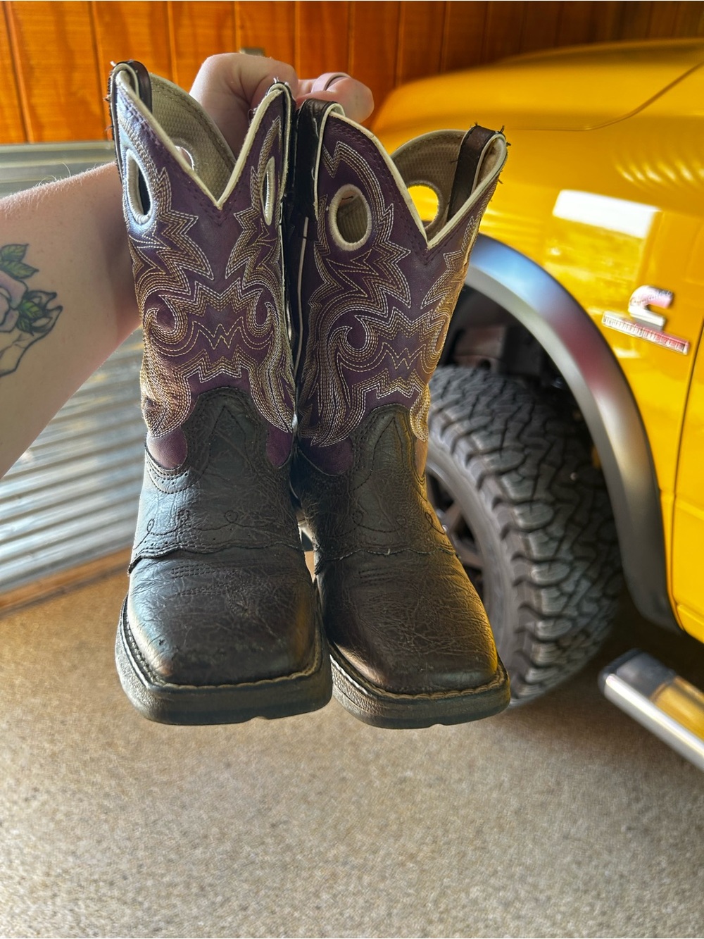 Durango Kids Purple and Brown Western Pull-On Boots